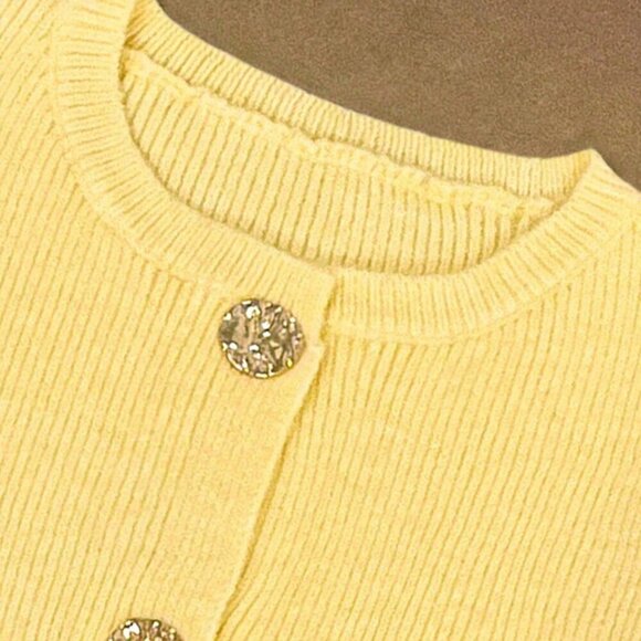 Yellow Casual Women's Plus Size Loose Knitted Short Slouchy Cardigan Top - Picture 8 of 8